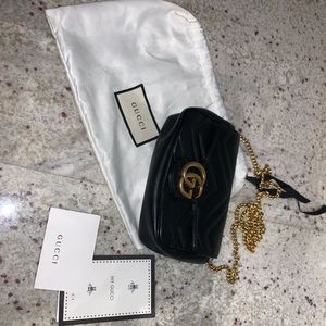 Gucci GG Mormont Leather Crossbody Gold-chain Mini